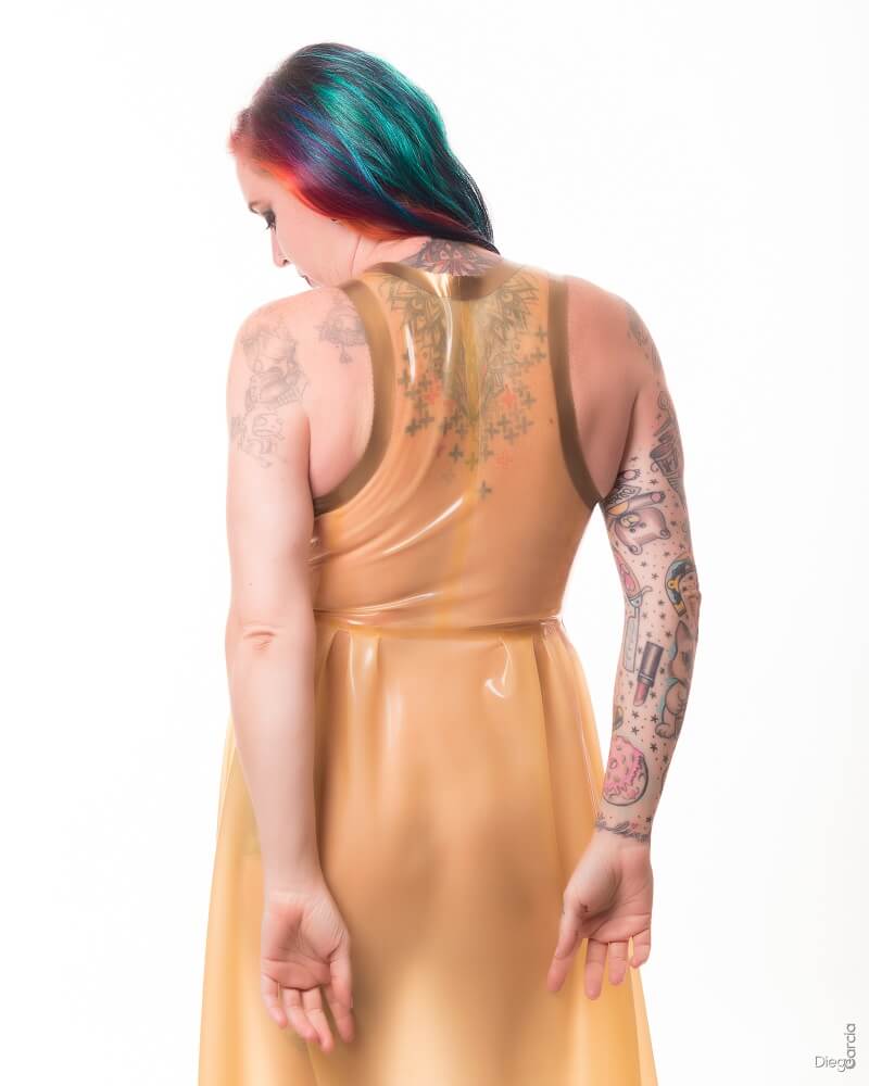 Chlorinated Golden Latex Dress
