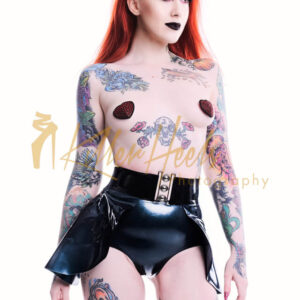 Chlorinated Latex Double Peplum Skirt