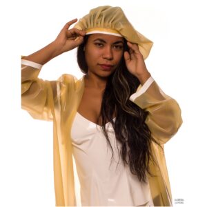Chlorinated Latex Dressing Gown and bonnet
